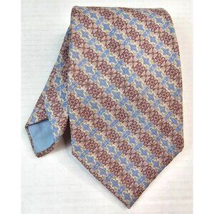 Wemlon By Wembley Mens Vintage Geometric Pattern Tie Brown Blue Gold Polyester